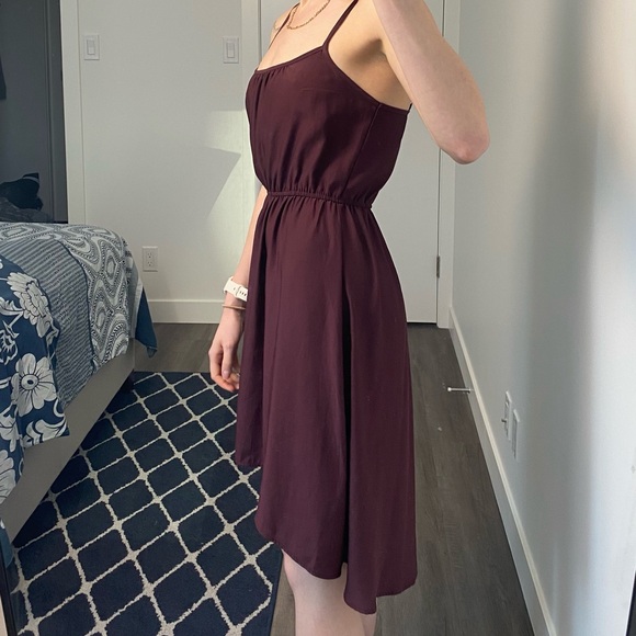 Maroon High Low Dress - Small - Spaghetti straps - Eggplant - Picture 4 of 4